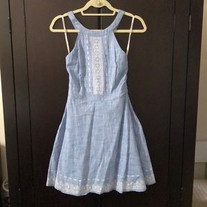 Guess Chambray halter dress with white stitching detail